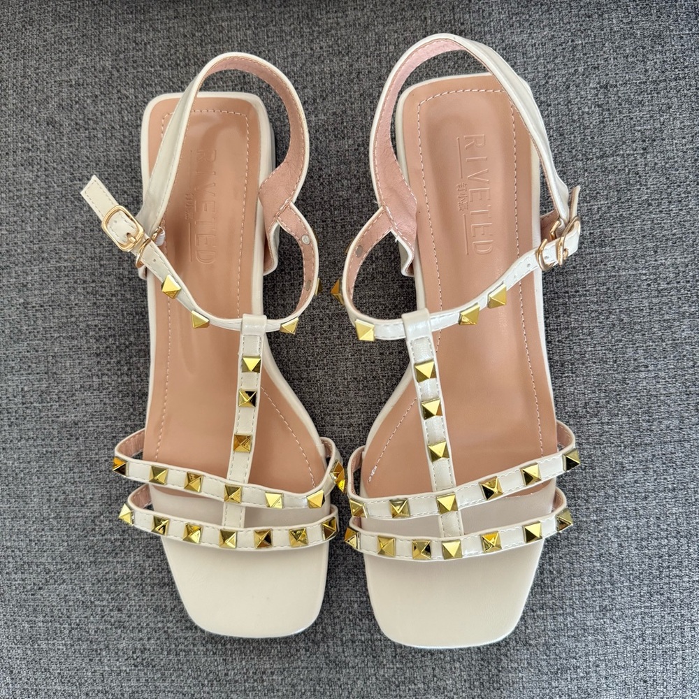 NEVER WORN White and Gold Women's Sandals